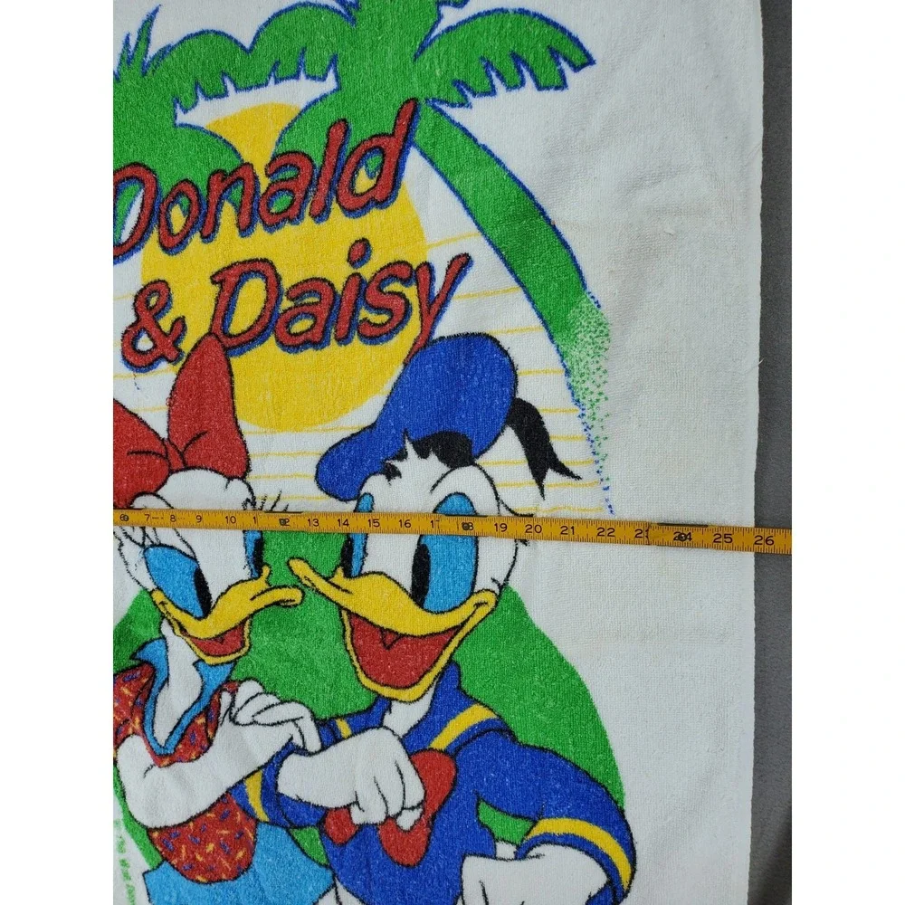 Vintage Franco Disney Donald Daisy Duck Beach Towel USA Printed Pool Love Palms